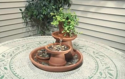 table balcony lattes table fountain pot terracotta mosaic plant