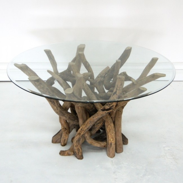 glass coffee table idea-original-living room-wood