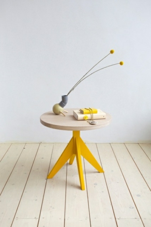 table wood feet painted yellow mustard