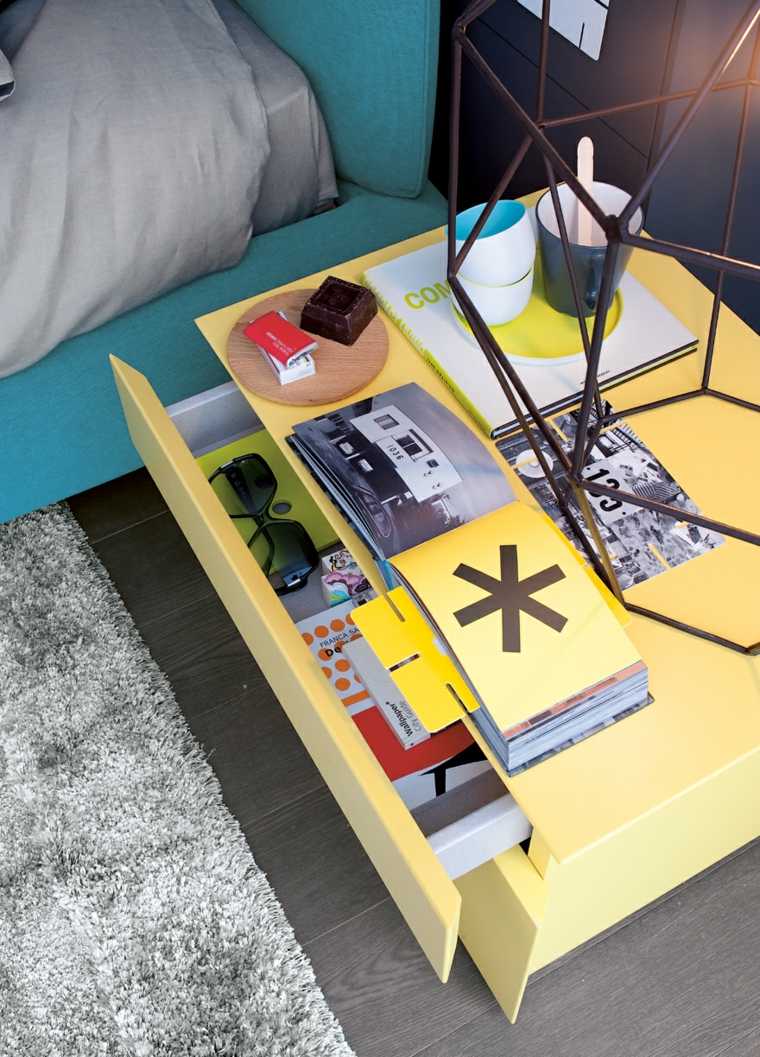 bedside table yellow color