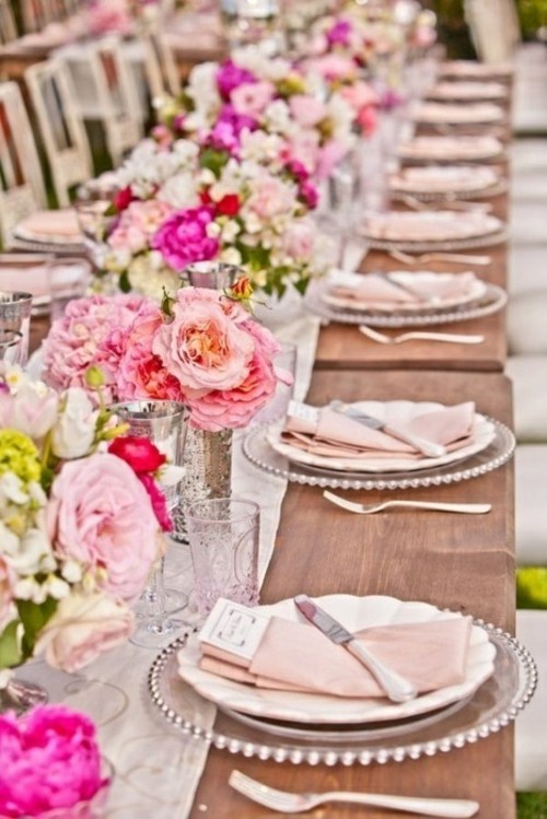 table decorated shades pastel pink