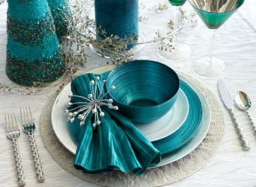 silver blue deco table