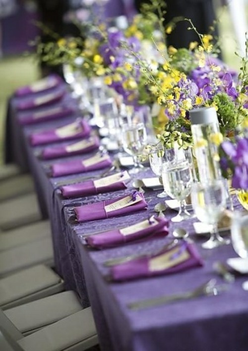 purple yellow deco table