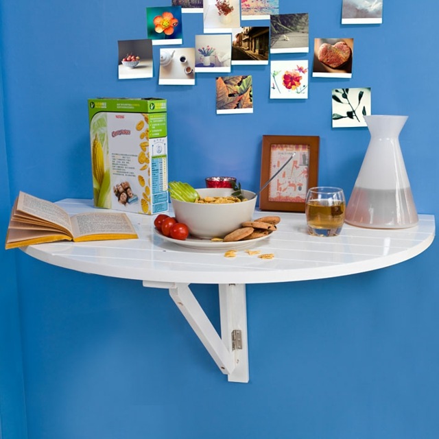 wall-mounted folding table white kitchen wall blue