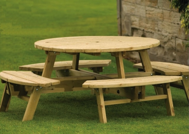 table-garden-wood-elegant-round-benches garden table