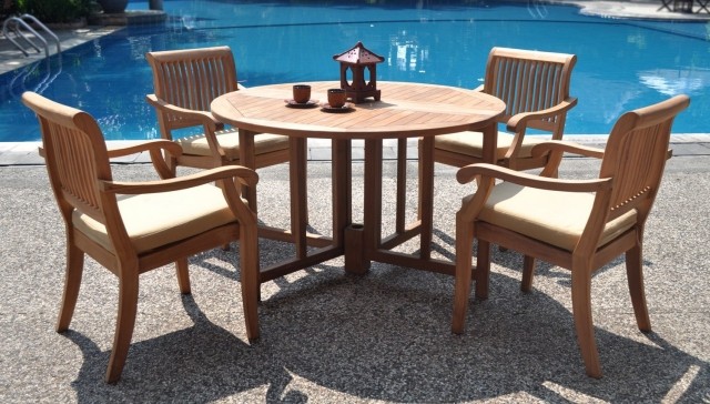 table-garden-wood-round-elegant-cushions-chairs-beige-pool garden table