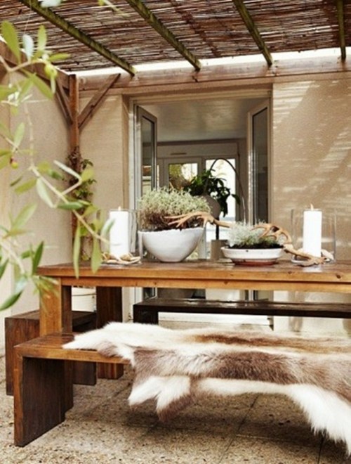 table eat bench wood animal skin