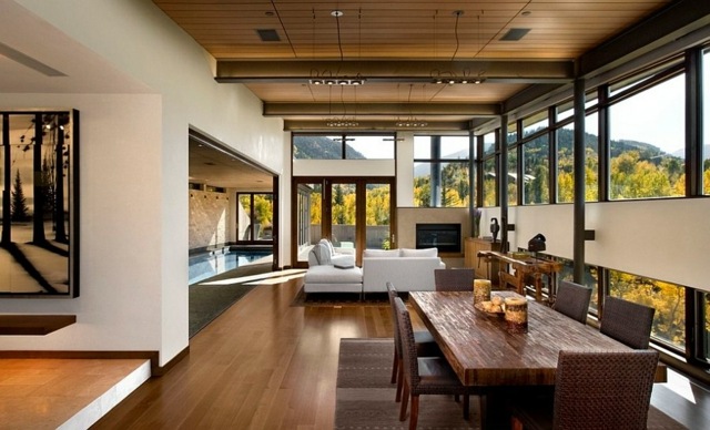 dining table wood spacious living room