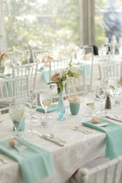 pale blue wedding table