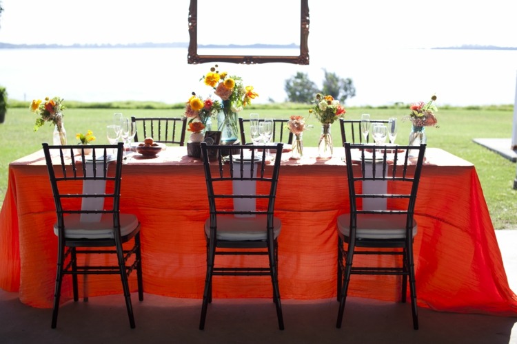 bryllup bord deco orange duge