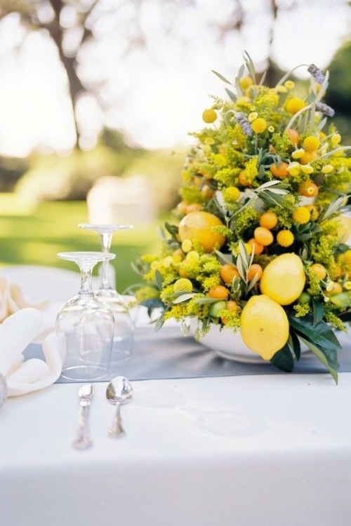 yellow flowers wedding table