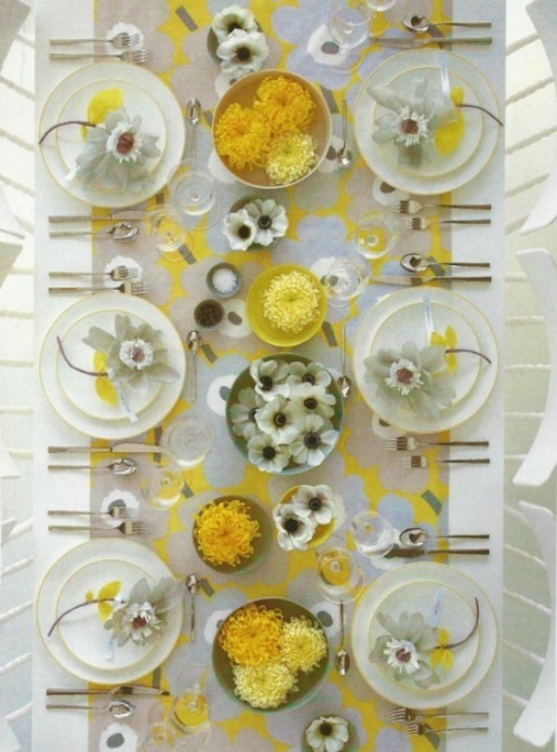 white yellow wedding table