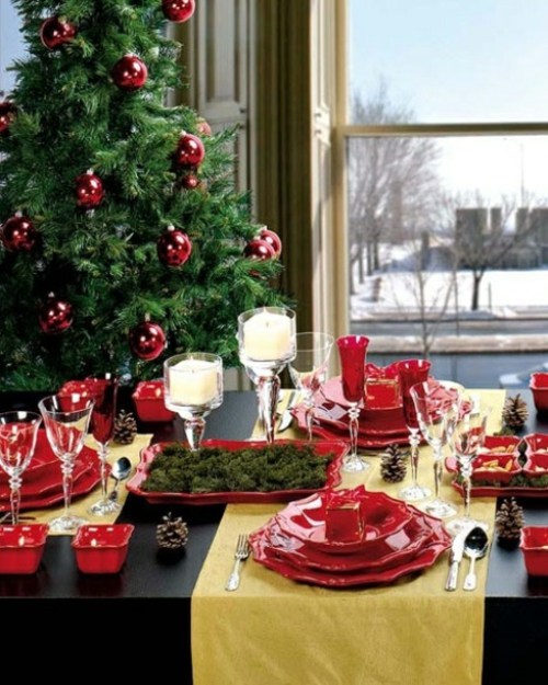 modern table Christmas red yellow