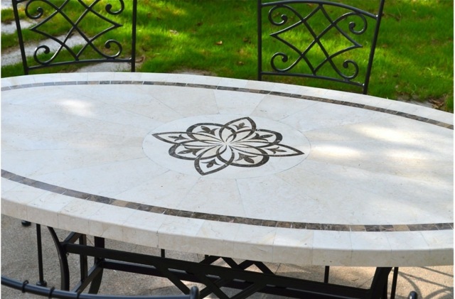 garden decoration stone table mosaic