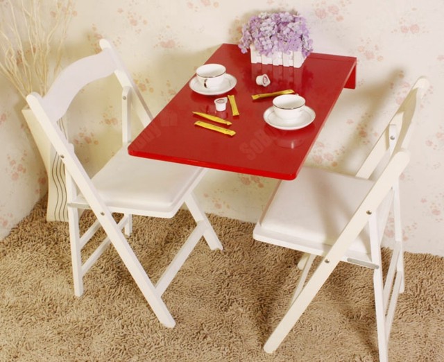 idea gain room red wall table chair in white wood