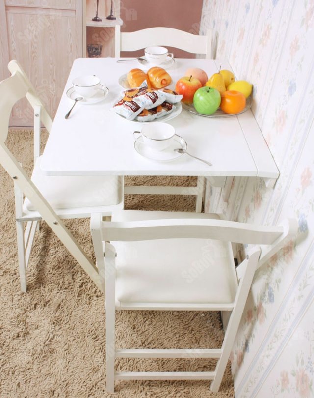 white table design kitchen space saving wooden chair