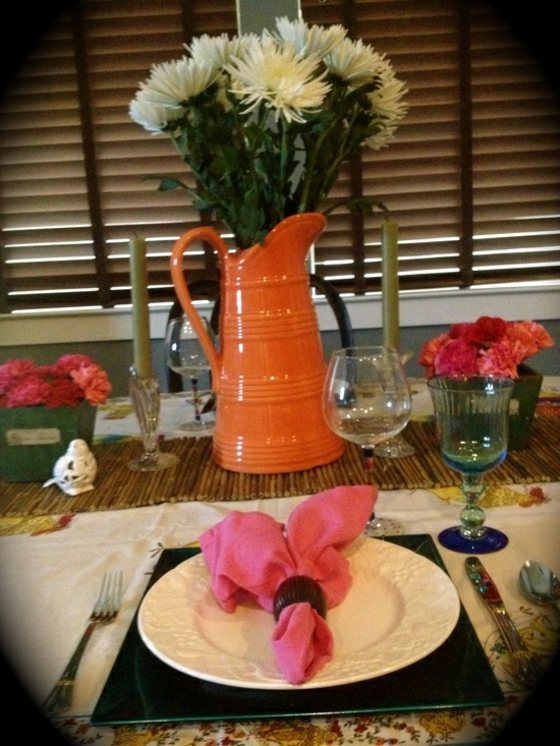 spring deco flowers table