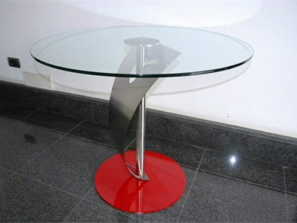 round glass design table steel Tavoli T STEEL