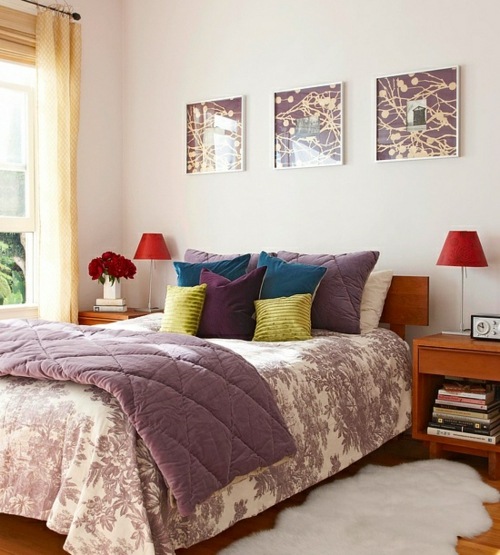 paintings cushions bedding different shades