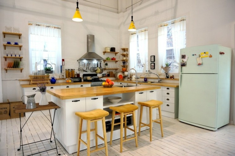 stools wood decoration retro kitchen