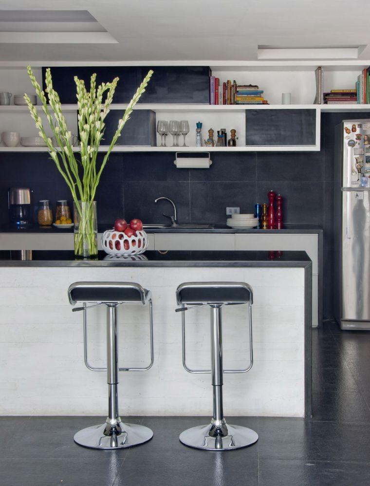 stool for kitchen island metal-black-idee