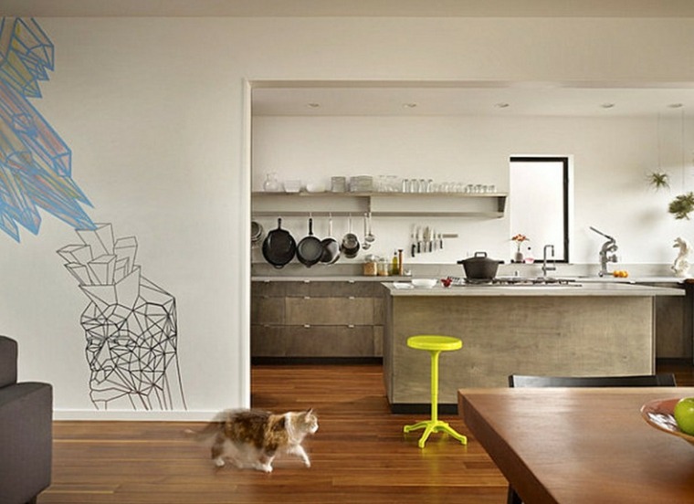 stool design islet concrete kitchen chic