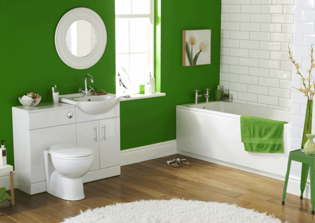 white green deco bath mat