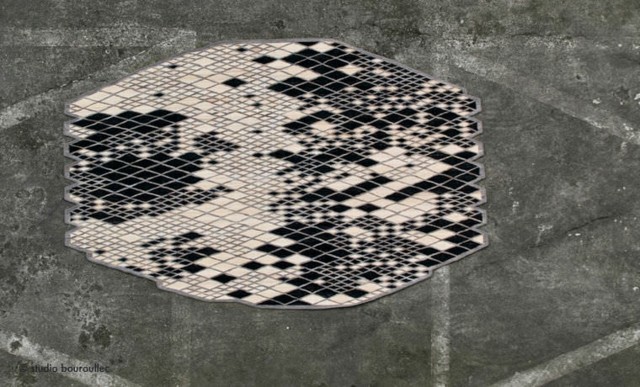 contemporary black white rug