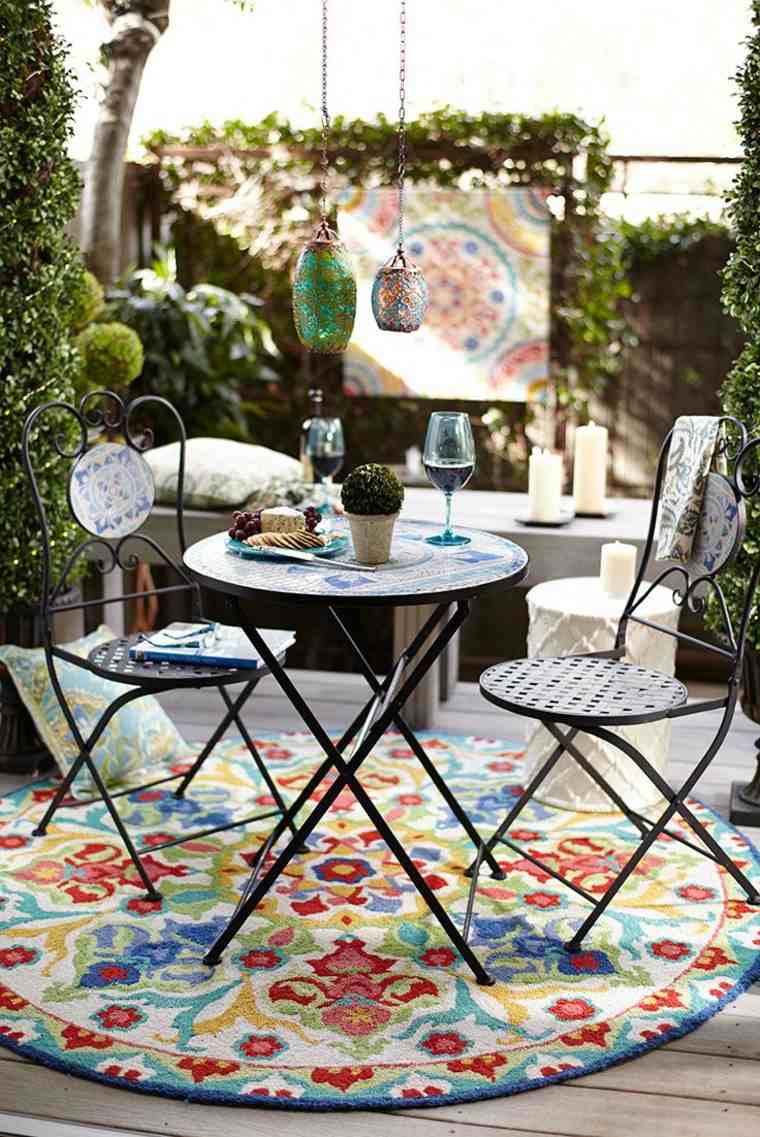 multicolor round outdoor rug