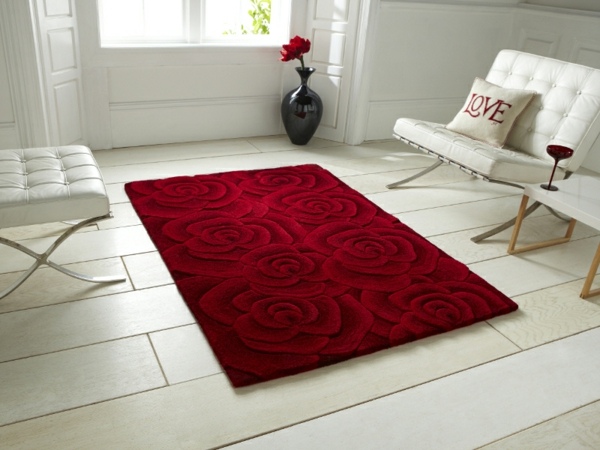 modern red wool rug