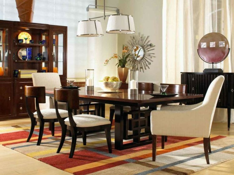 multicolored dining room rug