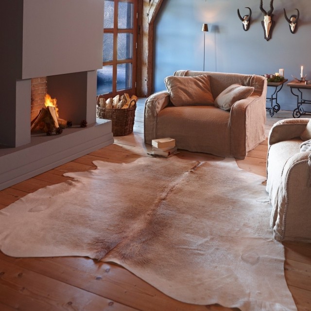carpet-cow-skin-beige-fireplace-lounge-chair-beige