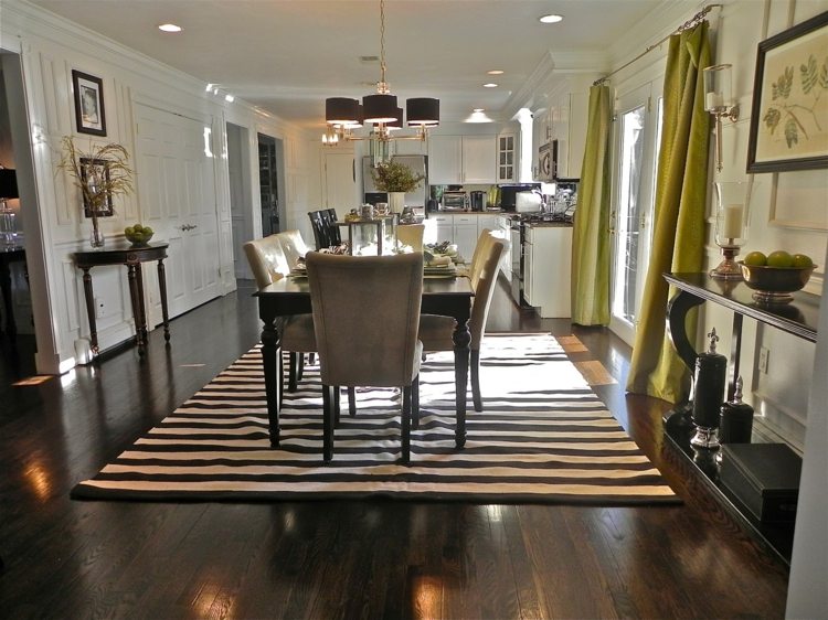 striped carpets dining room