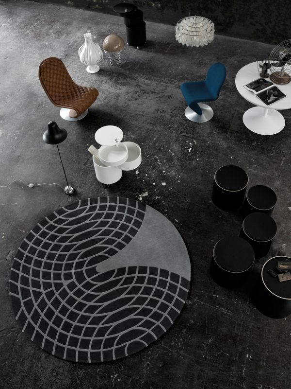 round rug wool verner panton gray