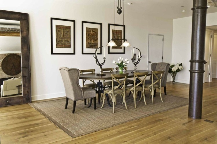 beige dining room rug