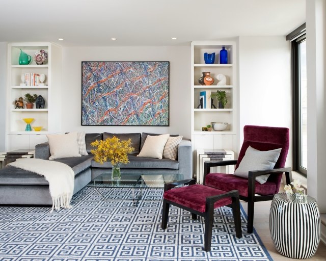 modern living room carpet pattern Ottoman chair