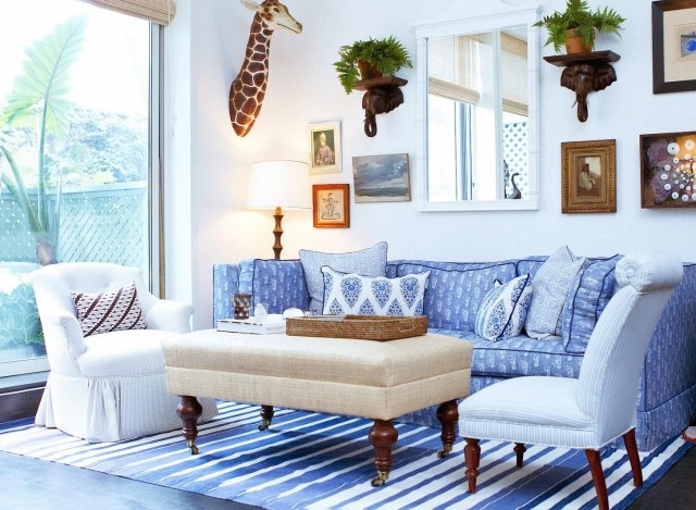 white blue stripe living room carpet decoration