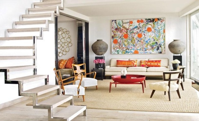 contemporary living room sisal rug Alberto Pinto