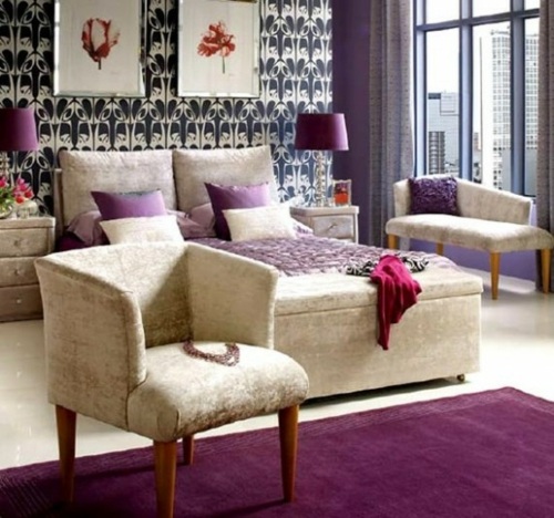 purple carpet chic bedroom