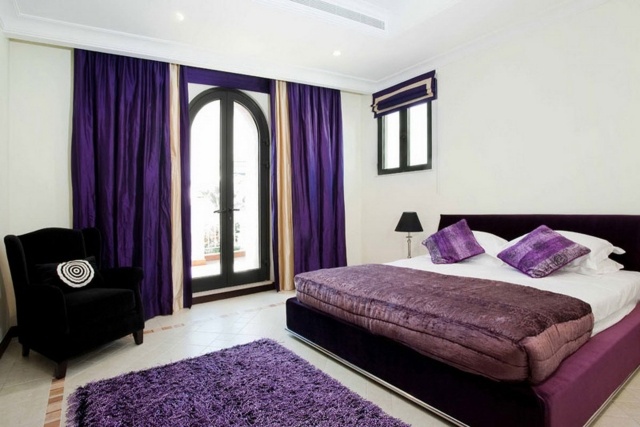 carpet-purple-bedroom-bed-shaggy-curtain air bags