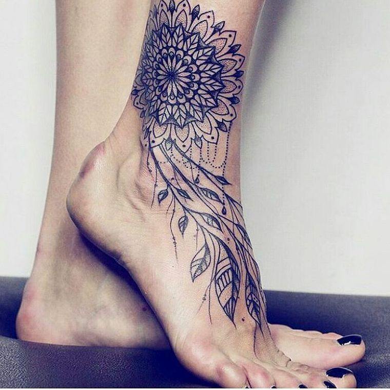 tattoo catches dream meaning-foot-woman