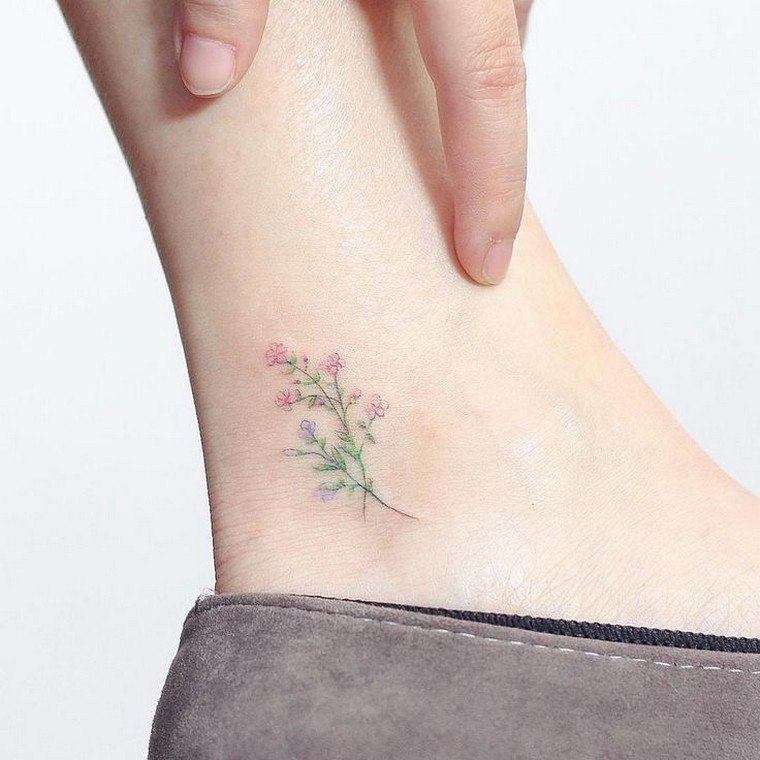 tattoo flower tattoo-Ankle-wife