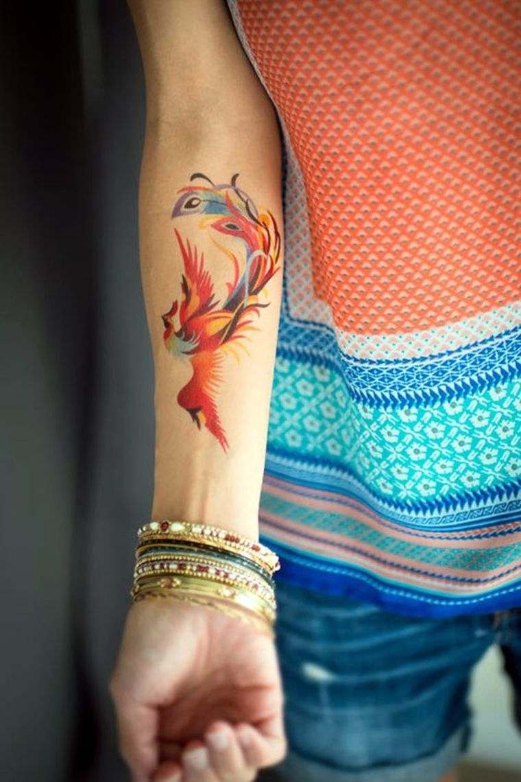 tattoo bird phenix-arm-woman-model