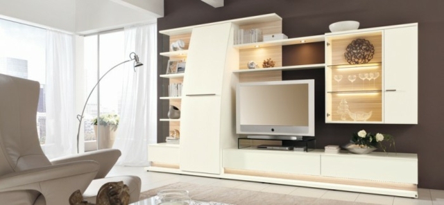 white modern living room tv