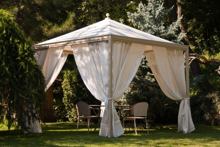 white modern garden tent