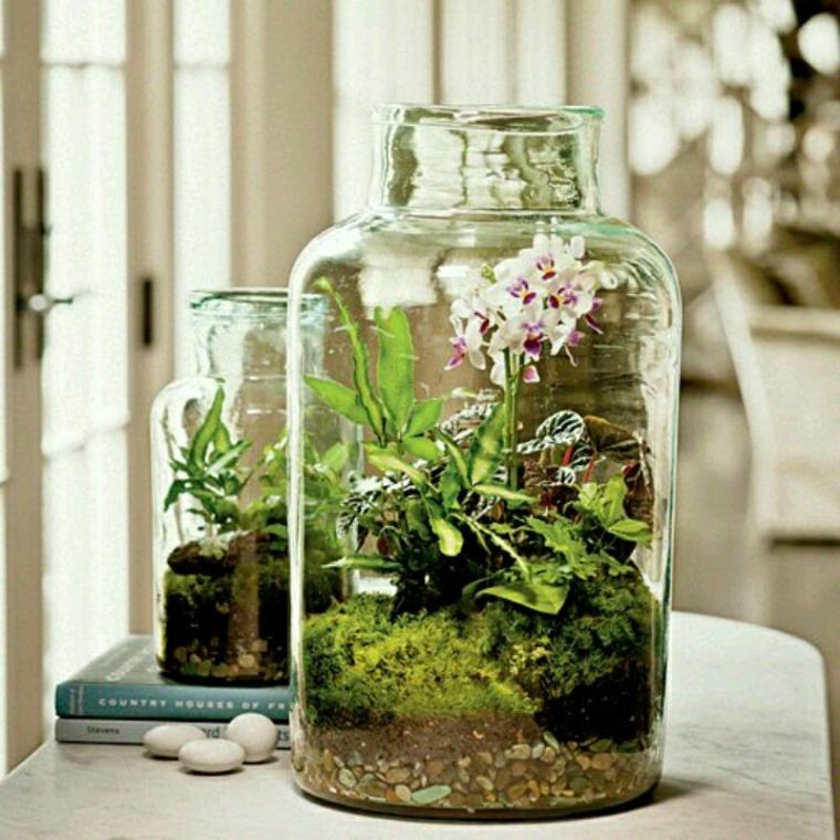 jars with plant decorations