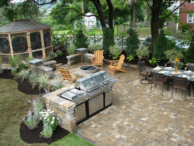 terraces with modern outdoor kitchens