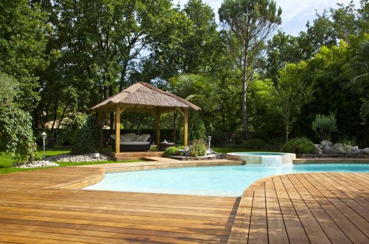 terrace with wood pool