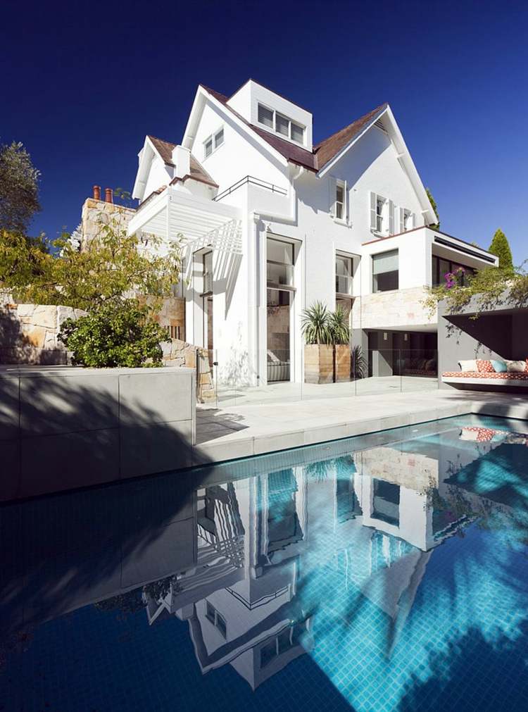 terrace with contemporary deco pool