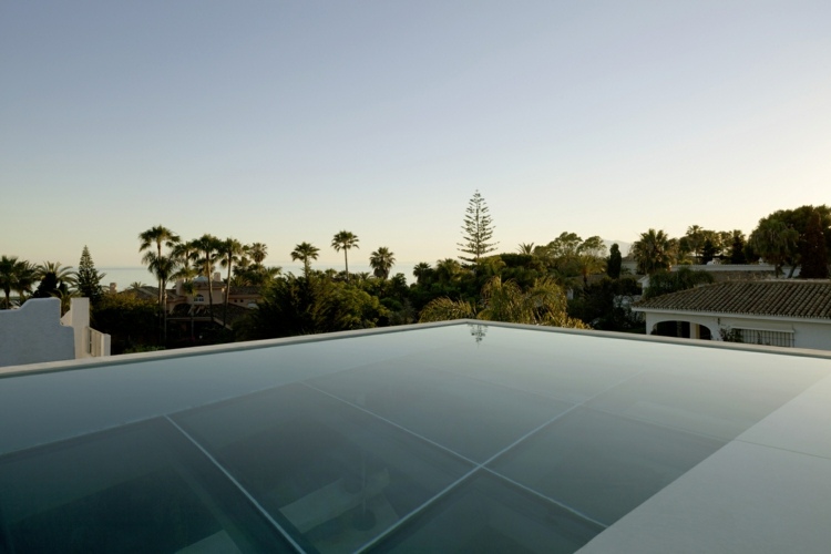 terrace with minimalist deco pool